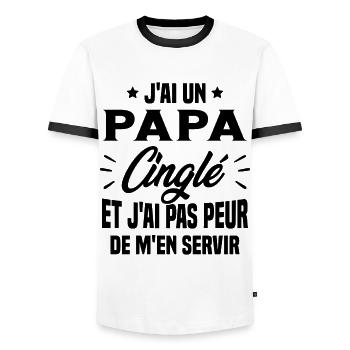 J'ai Un Papa Cinglé Cadeau Humour Papa - T-shirt contrasté Homme - blanc/noir - Devant - AI Model Female 172 light (172cm) & AI Model Male 178 dark (178cm)