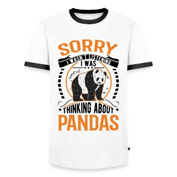 Panda Lover Panda Bear Gift - Men's Ringer Shirt - white/black - Front - AI Model Female 172 light (172cm) & AI Model Male 178 dark (178cm)