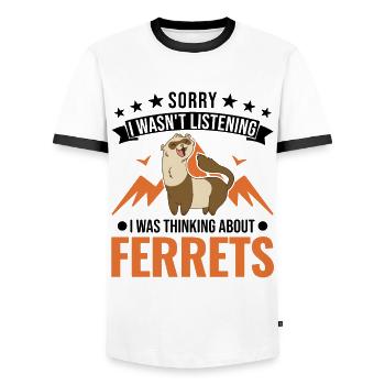 Amoureux du furet Cadeau furet - T-shirt contrasté Homme - blanc/noir - Devant - AI Model Female 172 light (172cm) & AI Model Male 178 dark (178cm)