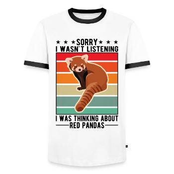 Red Panda Cadeau Chat Ours Panda Rouge - T-shirt contrasté Homme - blanc/noir - Devant - AI Model Female 172 light (172cm) & AI Model Male 178 dark (178cm)