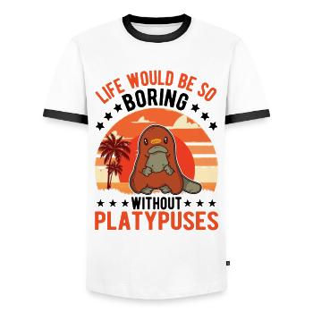 Platypus Gift Platypus - Men's Ringer Shirt - white/black - Front - AI Model Female 172 light (172cm) & AI Model Male 178 dark (178cm)
