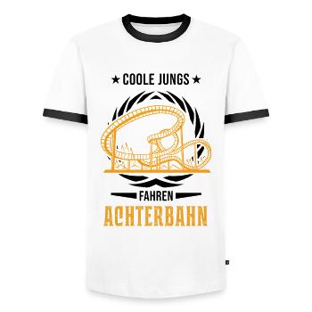 Cool guys ride roller coaster rollercoaster ride - Men's Ringer Shirt - white/black - Front - AI Model Female 172 light (172cm) & AI Model Male 178 dark (178cm)