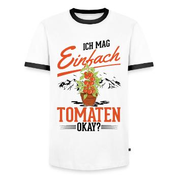 Ich mag einfach Tomaten Tomatenzüchter Paradeiser - Männer Kontrast-T-Shirt - Weiß/Schwarz - Vorne - AI Model Female 172 light (172cm) & AI Model Male 178 dark (178cm)