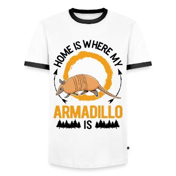 Armadillo Zuhause Gürteltier - Männer Kontrast-T-Shirt - Weiß/Schwarz - Vorne - AI Model Female 172 light (172cm) & AI Model Male 178 dark (178cm)