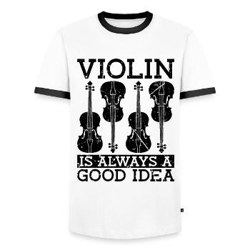 Violin Is Always Retro Music Note Lover Violinist - Men's Ringer Shirt - white/black - Front - AI Model Female 172 light (172cm) & AI Model Male 178 dark (178cm)