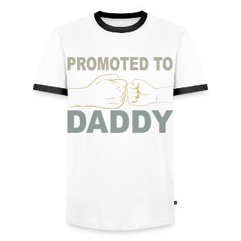 Tenue Retro Papa pour la fête des pères - T-shirt contrasté Homme - blanc/noir - Devant - AI Model Female 172 light (172cm) & AI Model Male 178 dark (178cm)