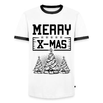 Merry X-Mas - Men's Ringer Shirt - white/black - Front - AI Model Female 172 light (172cm) & AI Model Male 178 dark (178cm)