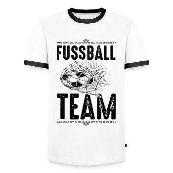 Équipe de football - T-shirt contrasté Homme - blanc/noir - Devant - AI Model Female 172 light (172cm) & AI Model Male 178 dark (178cm)