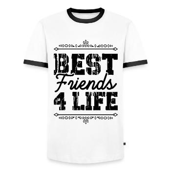 Best Friends 4 Life - Men's Ringer Shirt - white/black - Front - AI Model Female 172 light (172cm) & AI Model Male 178 dark (178cm)