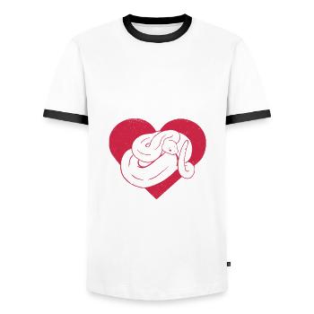 Banana Königspython Python - Men's Ringer Shirt - white/black - Front - AI Model Female 172 light (172cm) & AI Model Male 178 dark (178cm)