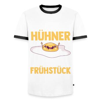 Ich Liebe Hühner Die Kacken Frühstück - Männer Kontrast-T-Shirt - Weiß/Schwarz - Vorne - AI Model Female 172 light (172cm) & AI Model Male 178 dark (178cm)