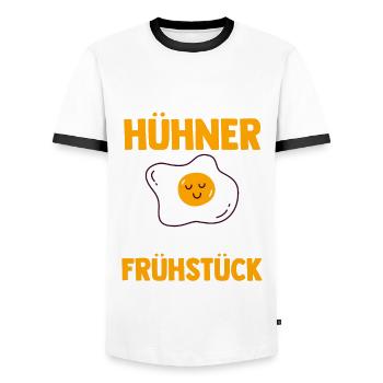Ich Liebe Hühner Die Kacken Frühstück - Männer Kontrast-T-Shirt - Weiß/Schwarz - Vorne - AI Model Female 172 light (172cm) & AI Model Male 178 dark (178cm)