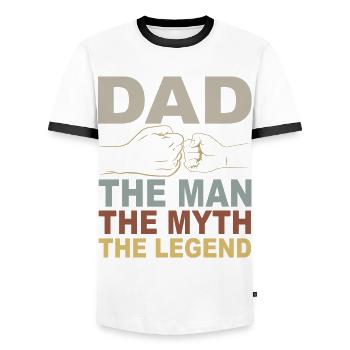 Tenue Retro Papa pour la fête des pères - T-shirt contrasté Homme - blanc/noir - Devant - AI Model Female 172 light (172cm) & AI Model Male 178 dark (178cm)