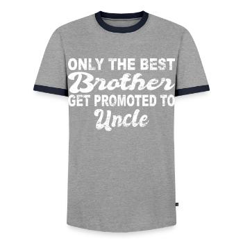 Oncle neveu nièce idée cadeau disant - T-shirt contrasté Homme - gris/marine  - Devant - AI Model Female 172 light (172cm) & AI Model Male 178 light (178cm)