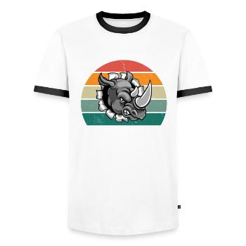 Nashörner dickes Einhorn Afrika Tier Nashorn - Männer Kontrast-T-Shirt - Weiß/Schwarz - Vorne - AI Model Female 172 light (172cm) & AI Model Male 178 dark (178cm)