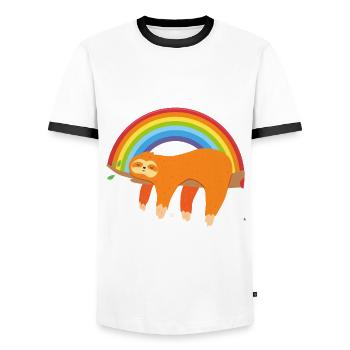 Offizielles Schlafshirt - Männer Kontrast-T-Shirt - Weiß/Schwarz - Vorne - AI Model Female 172 light (172cm) & AI Model Male 178 dark (178cm)
