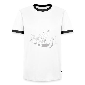 Drachenboot - Men's Ringer Shirt - white/black - Front - AI Model Female 172 light (172cm) & AI Model Male 178 dark (178cm)