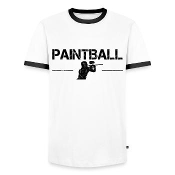 Paintball - T-shirt contrasté Homme - blanc/noir - Devant - AI Model Female 172 light (172cm) & AI Model Male 178 dark (178cm)