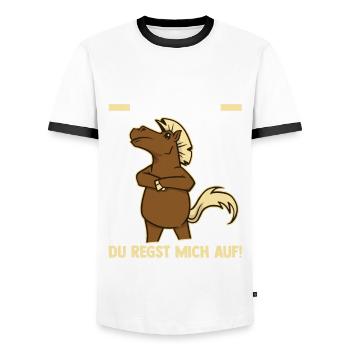 Ich Rege Mich Nicht Auf Du Regst Mich Auf Pferd - Männer Kontrast-T-Shirt - Weiß/Schwarz - Vorne - AI Model Female 172 light (172cm) & AI Model Male 178 dark (178cm)