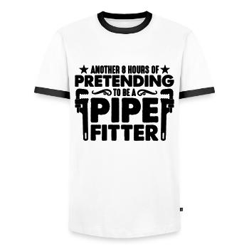 Another 8 Hours Of Pipefitter Laborer Pipefitters - Men's Ringer Shirt - white/black - Front - AI Model Female 172 light (172cm) & AI Model Male 178 dark (178cm)