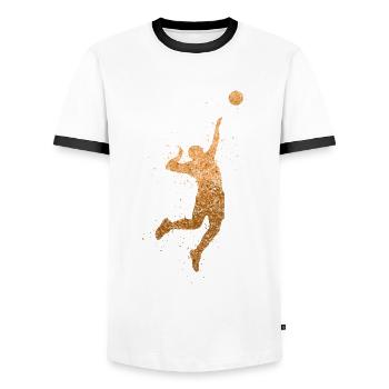 Volleyball abandonne un joueur de volleyball - T-shirt contrasté Homme - blanc/noir - Devant - AI Model Female 172 light (172cm) & AI Model Male 178 dark (178cm)