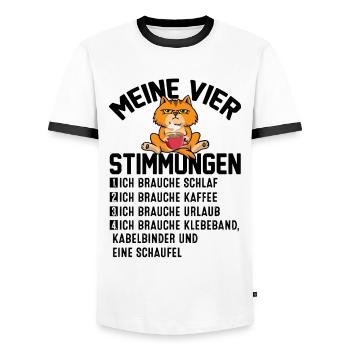 Meine Vier Stimmungen - Männer Kontrast-T-Shirt - Weiß/Schwarz - Vorne - AI Model Female 172 light (172cm) & AI Model Male 178 dark (178cm)