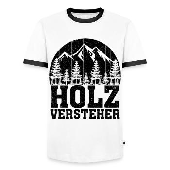 Holzversteher Chainsaw Retro Forest Woodworker - Männer Kontrast-T-Shirt - Weiß/Schwarz - Vorne - AI Model Female 172 light (172cm) & AI Model Male 178 dark (178cm)