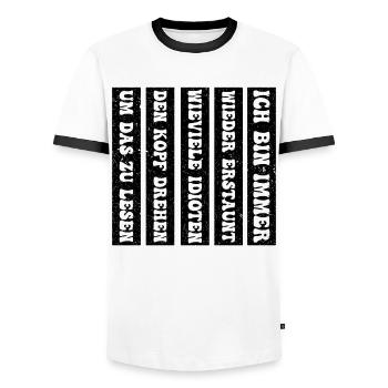 Ich Bin Immer Wieder Erstaunt - Männer Kontrast-T-Shirt - Weiß/Schwarz - Vorne - AI Model Female 172 light (172cm) & AI Model Male 178 dark (178cm)
