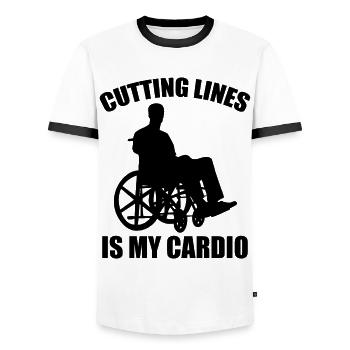 Funny Spinal Cord Injury Wheelchair Cross-Section - Men's Ringer Shirt - white/black - Front - AI Model Female 172 light (172cm) & AI Model Male 178 dark (178cm)