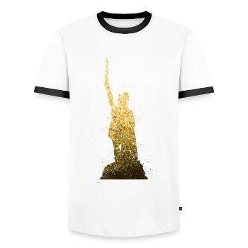 Hermannsdenkmal Varusschlacht Detmold - Männer Kontrast-T-Shirt - Weiß/Schwarz - Vorne - AI Model Female 172 light (172cm) & AI Model Male 178 dark (178cm)