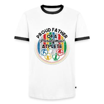 Fier père des Jeux paralympiques - T-shirt contrasté Homme - blanc/noir - Devant - AI Model Female 172 light (172cm) & AI Model Male 178 dark (178cm)