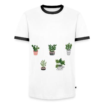 Choses que je fais pendant le temps libre Jardin végétal - T-shirt contrasté Homme - blanc/noir - Devant - AI Model Female 172 light (172cm) & AI Model Male 178 dark (178cm)