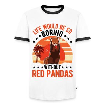 Red Panda Gift Cat Bear Red Panda - Men's Ringer Shirt - white/black - Front - AI Model Female 172 light (172cm) & AI Model Male 178 dark (178cm)