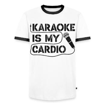 Karaoke Singer Vintage Karaoke Is - Men's Ringer Shirt - white/black - Front - AI Model Female 172 light (172cm) & AI Model Male 178 dark (178cm)