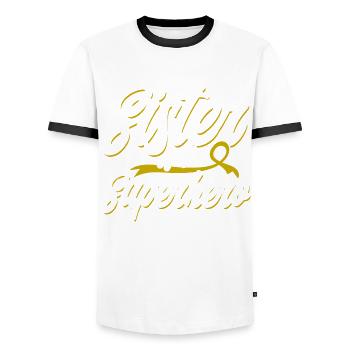 Soutien au cancer infantile Cancer chez les enfants - T-shirt contrasté Homme - blanc/noir - Devant - AI Model Female 172 light (172cm) & AI Model Male 178 dark (178cm)