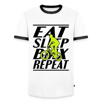 Nourriture Sleeping BMX - T-shirt contrasté Homme - blanc/noir - Devant - AI Model Female 172 light (172cm) & AI Model Male 178 dark (178cm)