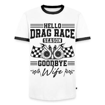 Drag Racing Race Car Mari - T-shirt contrasté Homme - blanc/noir - Devant - AI Model Female 172 light (172cm) & AI Model Male 178 dark (178cm)