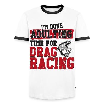 Drag Racing Race Car Vintage Je suis - T-shirt contrasté Homme - blanc/noir - Devant - AI Model Female 172 light (172cm) & AI Model Male 178 dark (178cm)
