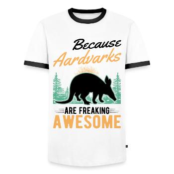 Because Aardvarks are freaking awesome Aardvark - Men's Ringer Shirt - white/black - Front - AI Model Female 172 light (172cm) & AI Model Male 178 dark (178cm)