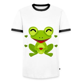 Frogs cute frog - Men's Ringer Shirt - white/black - Front - AI Model Female 172 light (172cm) & AI Model Male 178 dark (178cm)