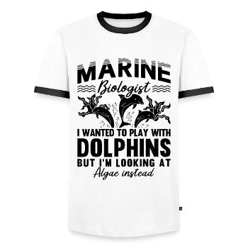 Marine Biologist I Wanted To Play With Underwater - Men's Ringer Shirt - white/black - Front - AI Model Female 172 light (172cm) & AI Model Male 178 dark (178cm)