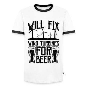 Will Fix Wind Renewable Energy Turbine Technician - Männer Kontrast-T-Shirt - Weiß/Schwarz - Vorne - AI Model Female 172 light (172cm) & AI Model Male 178 dark (178cm)
