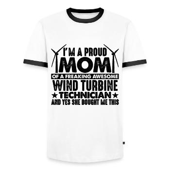 I'm A Proud Mom Of A Wind Power Turbine Technician - Männer Kontrast-T-Shirt - Weiß/Schwarz - Vorne - AI Model Female 172 light (172cm) & AI Model Male 178 dark (178cm)