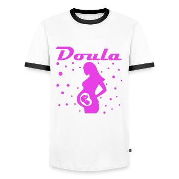 Ich Bin Eine Doula Hebamme - Männer Kontrast-T-Shirt - Weiß/Schwarz - Vorne - AI Model Female 172 light (172cm) & AI Model Male 178 dark (178cm)
