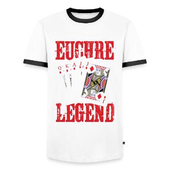 Euchre Legend Euchre Jeu de cartes Euchre - T-shirt contrasté Homme - blanc/noir - Devant - AI Model Female 172 light (172cm) & AI Model Male 178 dark (178cm)