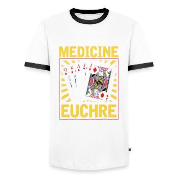 Médecine Euchre - Euchre Player Card Game Euchre - T-shirt contrasté Homme - blanc/noir - Devant - AI Model Female 172 light (172cm) & AI Model Male 178 dark (178cm)