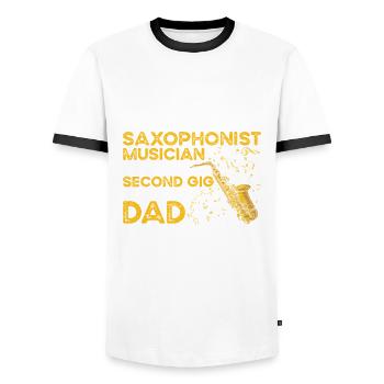 Je suis saxophoniste Musicien Musicien Jazz - T-shirt contrasté Homme - blanc/noir - Devant - AI Model Female 172 light (172cm) & AI Model Male 178 dark (178cm)