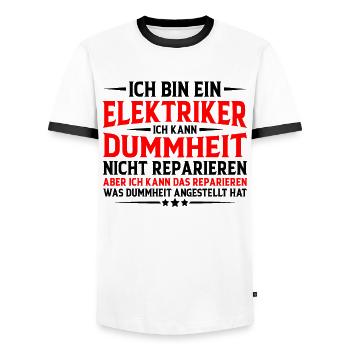 Elektriker Humor Lustiger Spruch Geschenkidee Spaß - Männer Kontrast-T-Shirt - Weiß/Schwarz - Vorne - AI Model Female 172 light (172cm) & AI Model Male 178 dark (178cm)