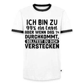 Ich Bin Fast Ein Engel - Männer Kontrast-T-Shirt - Weiß/Schwarz - Vorne - AI Model Female 172 light (172cm) & AI Model Male 178 dark (178cm)