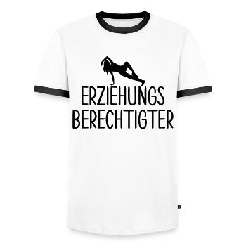 BDSM Gag Fetish Educational Gift - Männer Kontrast-T-Shirt - Weiß/Schwarz - Vorne - AI Model Female 172 light (172cm) & AI Model Male 178 dark (178cm)